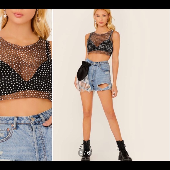 Sheer Rhinestone Crop Top - Picture 3 of 3